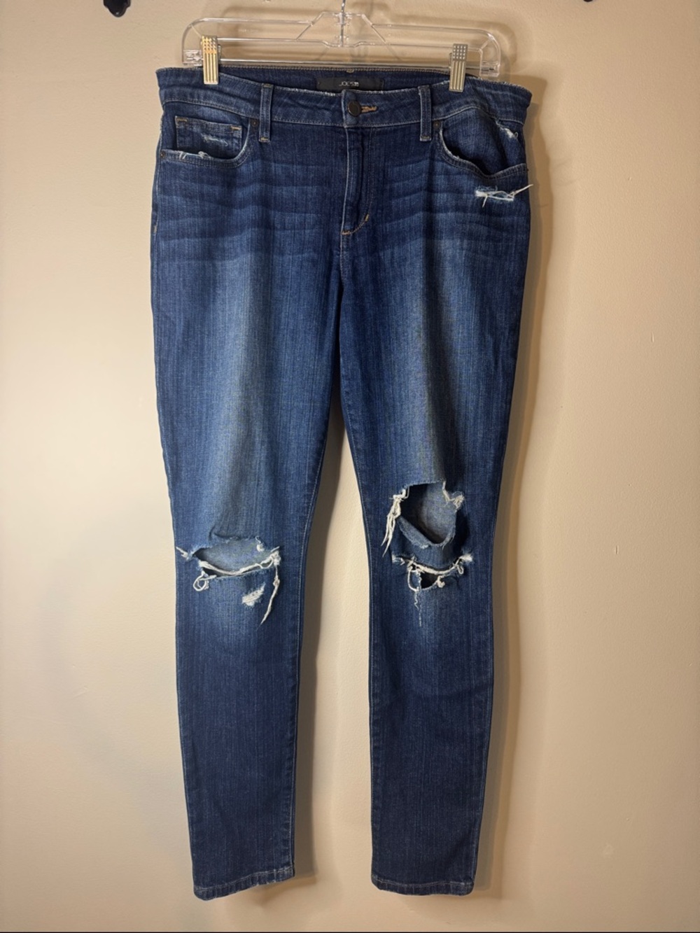 Joe's Jeans Dark Blue Distressed Ripped Skinny Ankle Jeans - 30